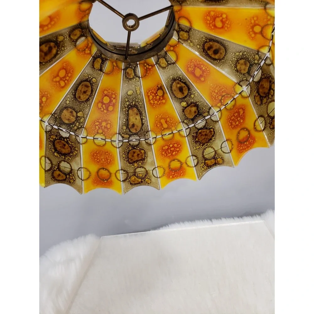 RARE Vintage Felipe Derflingher Mosaic MCM Hanging Swag Light Table Lamp Shade